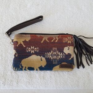 MG wool western womens wristlet clutch